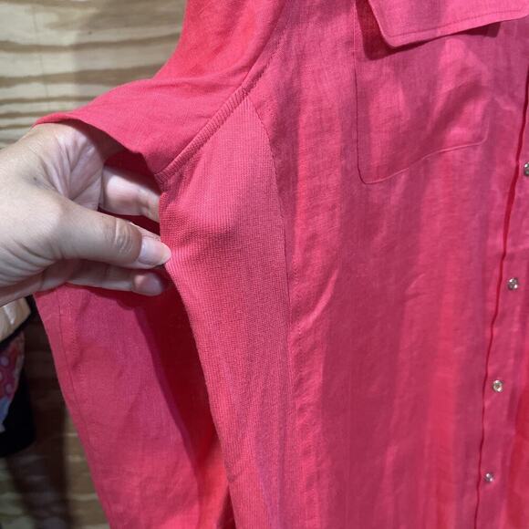 Calvin Klein 100% Linen Shirt Womens 2X Orange Minimalist Beachy Coastal - Picture 7 of 10